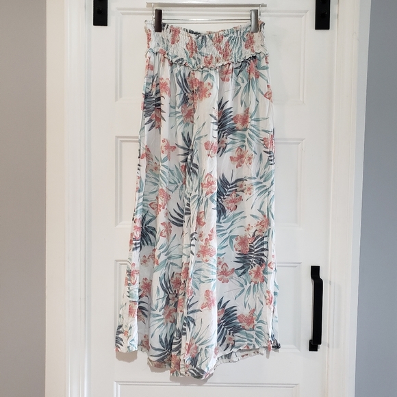 Goa Japna Viscose Wide Leg Beach Pant Womens M Floral Tropical Smocked Waist - Picture 5 of 8